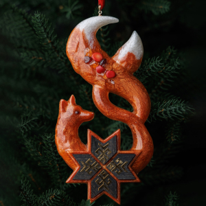 Mordovian jewelry Christmas tree toy "Fox"